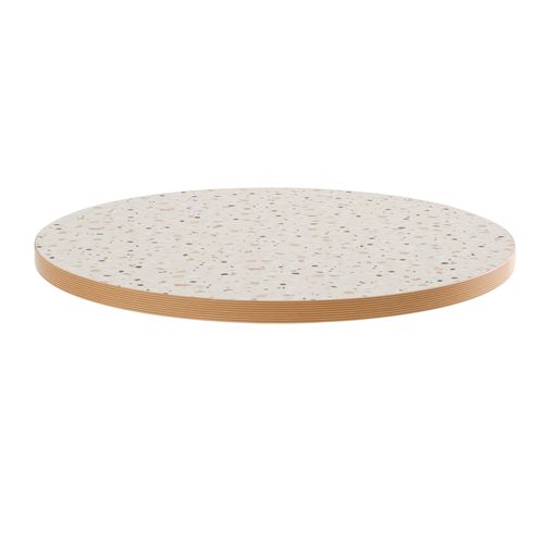 Table Haute Ronde 60 Cm Pied Noir Et Revêtement Terrazzo
