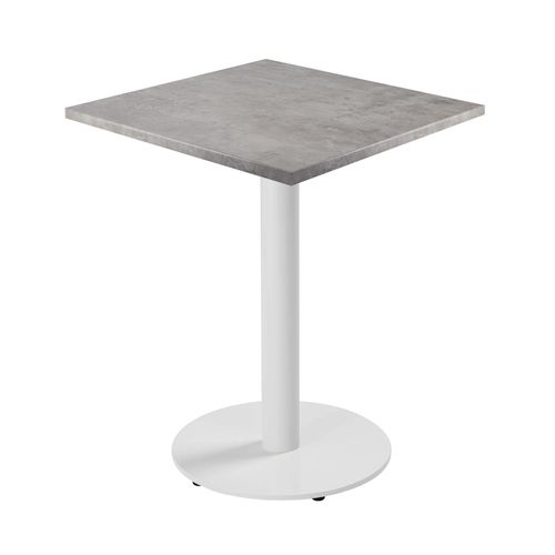 Table à Manger Carrée 60 Cm Pied Blanc Et Revêtement Béton Gris Clair