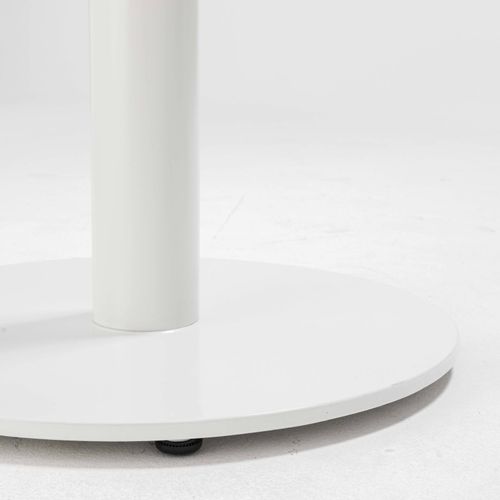 Table à Manger Carrée 60 Cm Pied Blanc Et Revêtement Béton Gris Clair