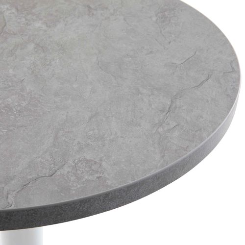 Table à Manger Ronde 60 Cm Pied Blanc Et Revêtement Béton Gris Clair