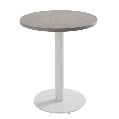 Table à Manger Ronde 60 Cm Pied Blanc Et Revêtement Béton Gris Clair