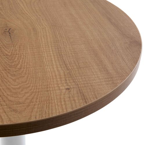 Table à Manger Ronde 60 Cm Pied Blanc Et Revêtement Bois Clair