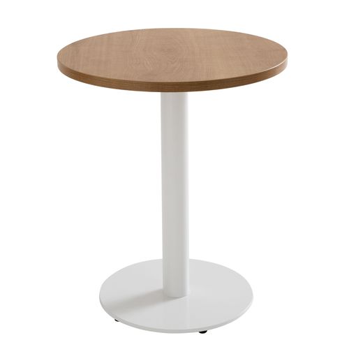 Table à Manger Ronde 60 Cm Pied Blanc Et Revêtement Bois Clair