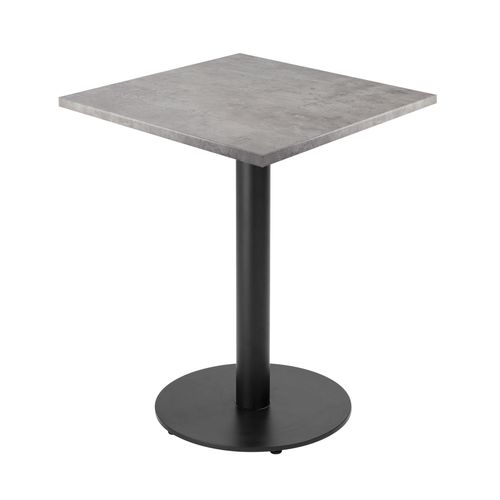 Table à Manger Carrée 60 Cm Pied Noir Et Revêtement Béton Gris