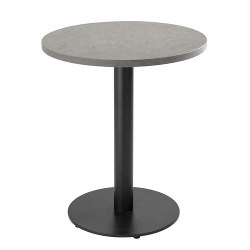 Table à Manger Ronde 60 Cm Pied Noir Et Revêtement Béton Gris