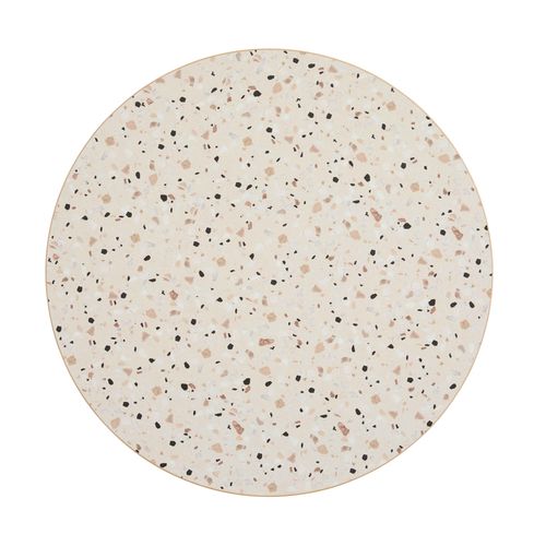 Table à Manger Ronde 60 Cm Pied Noir Et Revêtement Terrazzo