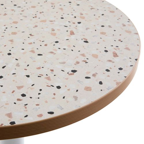 Table à Manger Ronde 60 Cm Pied Noir Et Revêtement Terrazzo