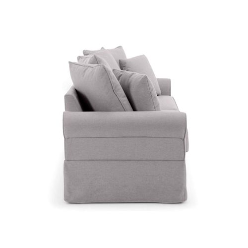 Canapé Droit 3 Places En Polyester Gris Clair L 200 Cm