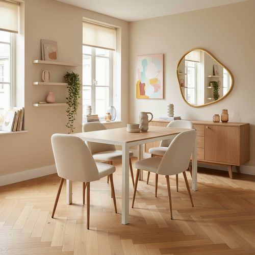 Table à Manger Rectangulaire En Mdf Blanc