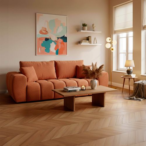 Canapé Droit 3 Places Terracotta L 238 Cm  Tissu Bubble