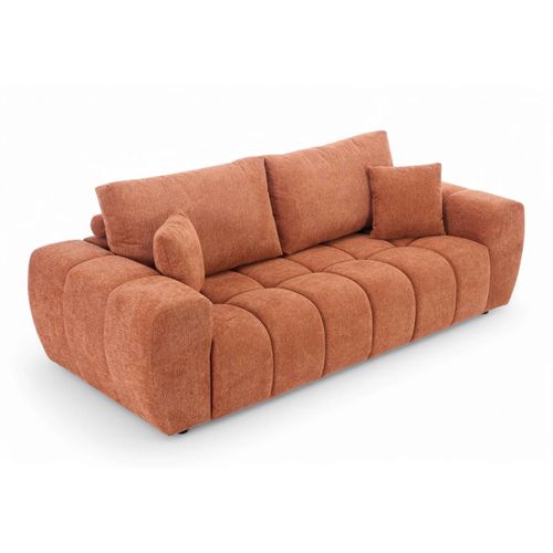 Canapé Droit 3 Places Terracotta L 238 Cm  Tissu Bubble
