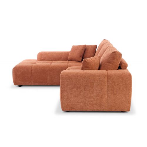 Canapé D'angle Gauche En Tissu 3 Places Terracotta L 270 Cm  Tissu Bubble