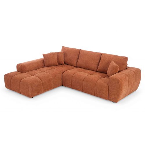 Canapé D'angle Gauche En Tissu 3 Places Terracotta L 270 Cm  Tissu Bubble