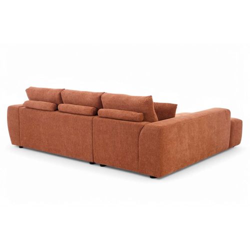 Canapé D'angle Gauche En Tissu 3 Places Terracotta L 270 Cm  Tissu Bubble