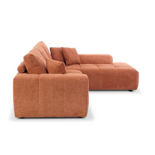 Canapé D'angle Droit En Tissu 3 Places Terracotta L 270 Cm  Tissu Bubble