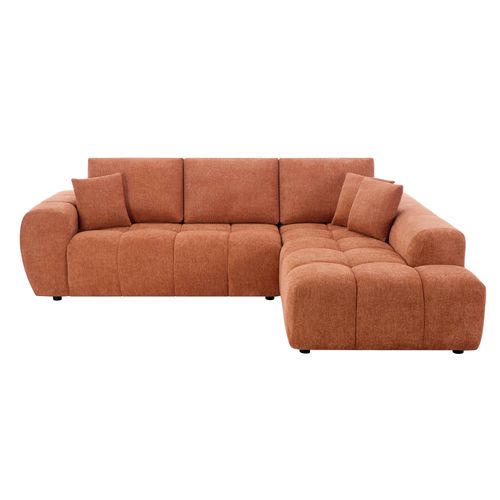 Canapé D'angle Droit En Tissu 3 Places Terracotta L 270 Cm  Tissu Bubble