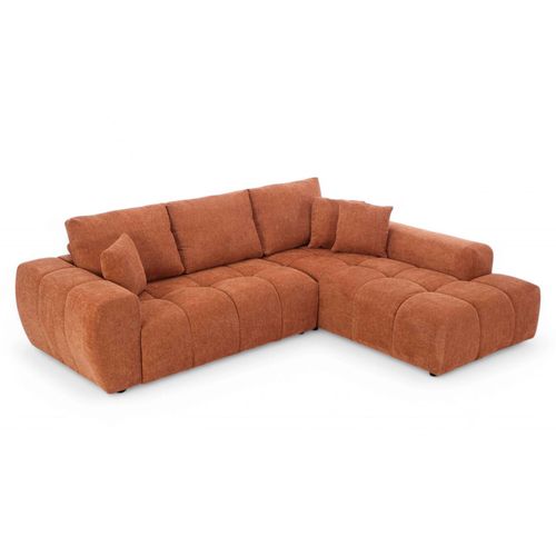 Canapé D'angle Droit En Tissu 3 Places Terracotta L 270 Cm  Tissu Bubble