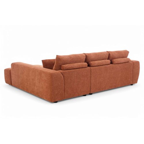 Canapé D'angle Droit En Tissu 3 Places Terracotta L 270 Cm  Tissu Bubble