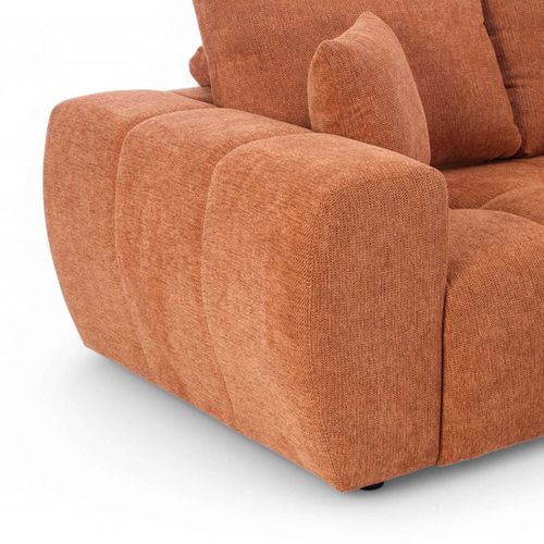 Canapé D'angle Droit En Tissu 3 Places Terracotta L 270 Cm  Tissu Bubble