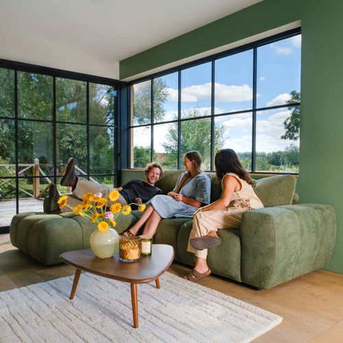 Canapé D'angle Gauche En Tissu 3 Places Vert L 270 Cm  Tissu Bubble