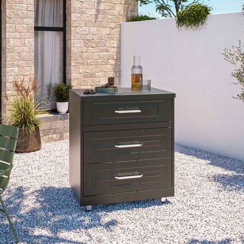 Cuisine D'extérieur 3 Éléments Avec Barbecue Noir