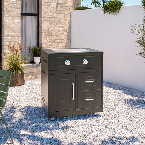 Cuisine Extérieure 3 Éléments Avec Gazinière Noir