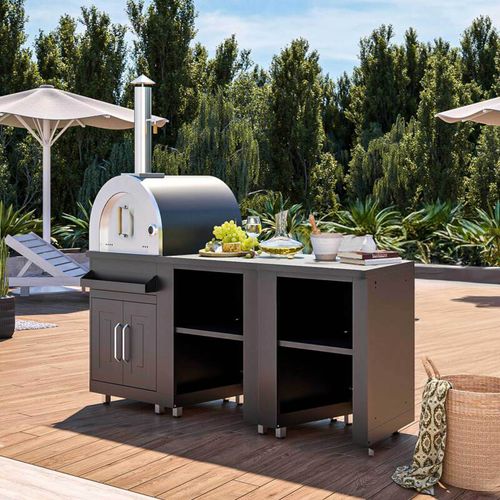 Cuisine Extérieure 3 Éléments Avec Four à Pizza Noir Memphis