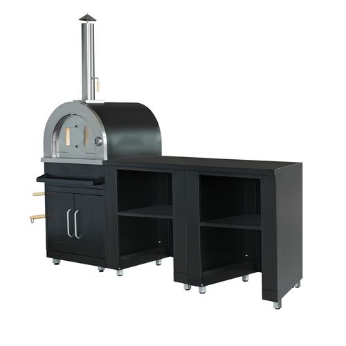 Cuisine Extérieure 3 Éléments Avec Four à Pizza Noir Memphis