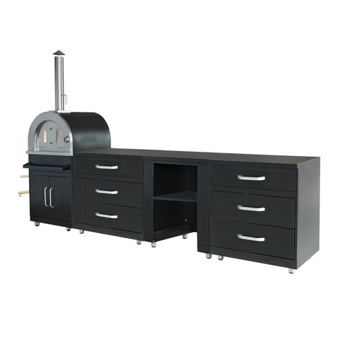 Cuisine D'extérieur 4 Éléments Avec Four à Pizza Noir Memphis