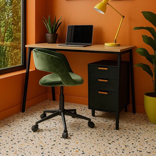 Chaise De Bureau à Roulettes En Velours Vert