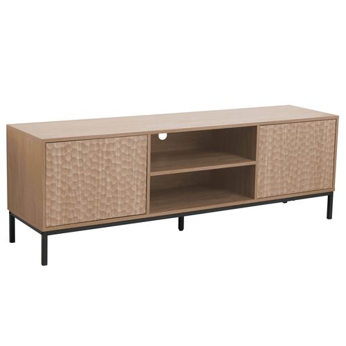 Meuble TV Rectangulaire 2 Portes L160 Cm Bois Clair