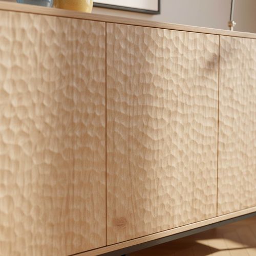 Buffet 3 Portes Moderne Rectangulaire L147 Cm Bois Clair