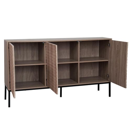 Buffet 3 Portes Moderne Rectangulaire L147 Cm Bois Foncé