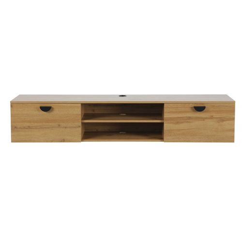 Meuble TV Suspendu 160 Cm Industriel Bois Clair