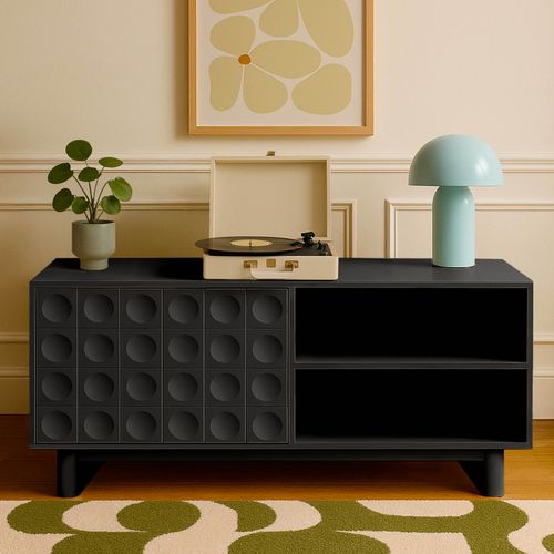 Meuble TV Rectangulaire 1 Porte L120 Cm Noir