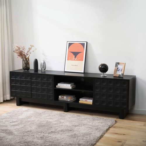 Meuble TV Rectangulaire 3 Portes L200 Cm Noir