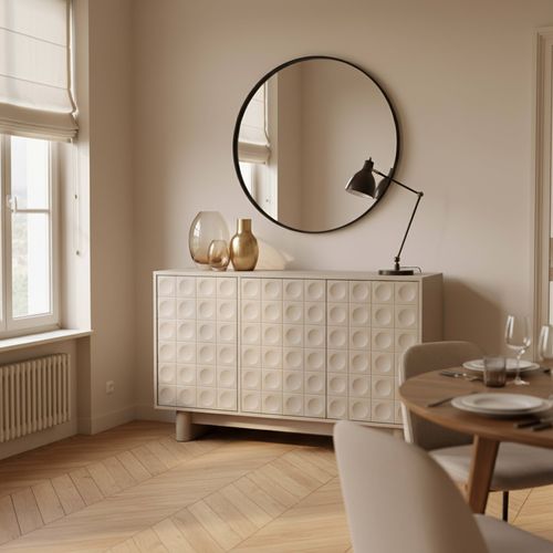 Buffet 3 Portes Moderne Rectangulaire L124 Cm Beige