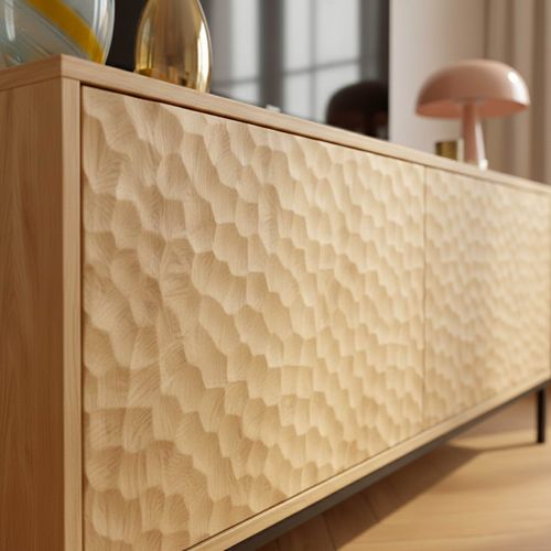 Meuble TV Rectangulaire 2 Portes L120 Cm Bois Clair