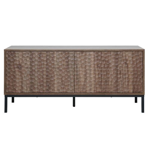 Meuble TV Rectangulaire 2 Portes L120 Cm Bois Foncé