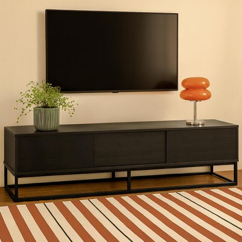 Meuble TV 3 Portes Rectangulaire L180 Cm Noir