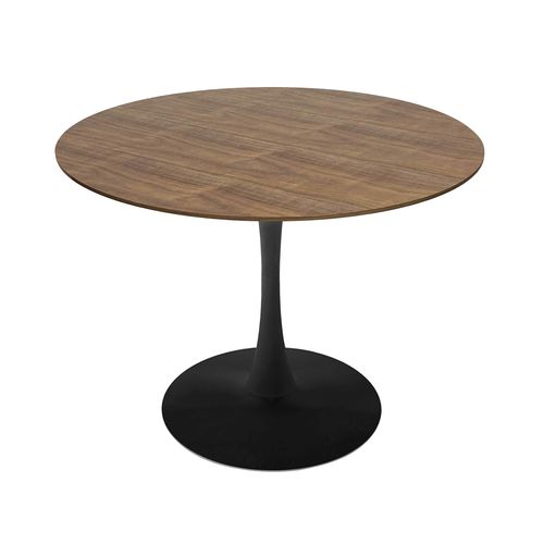 Table à Manger Ronde 4 Personnes D100 Cm Bois Foncé
