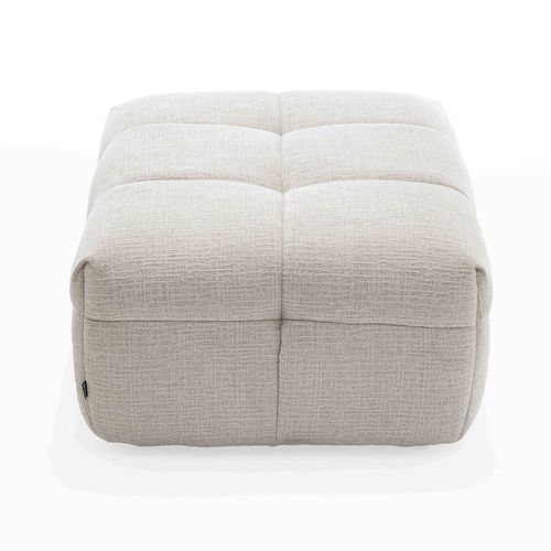 Pouf En Bois Et Polyester Effet Mattelassé Écru  Tissu Bubble