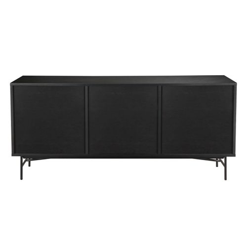 Buffet 2 Portes Et 3 Tiroirs En Mélaminé Et Acier 160 Cm Noir