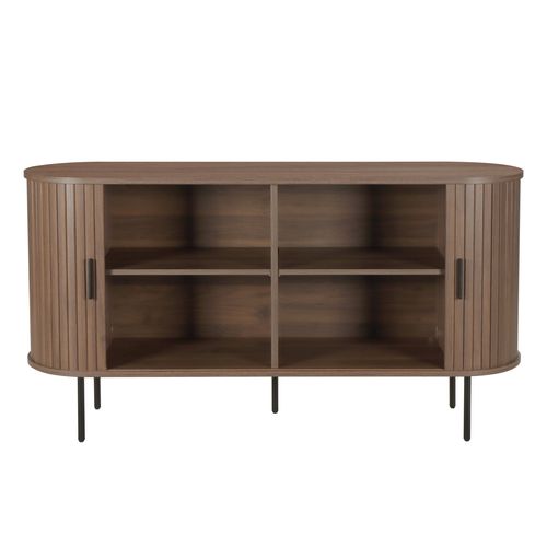 Buffet 2 Portes En Mélaminé Et Acier 140 Cm Noyer