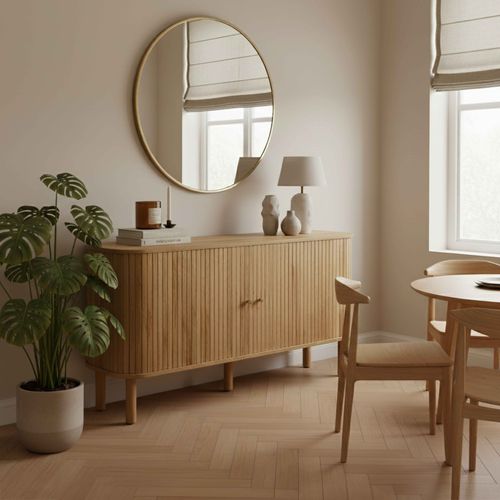 Buffet 2 Portes Scandinave Rectangulaire L140 Cm Bois Clair