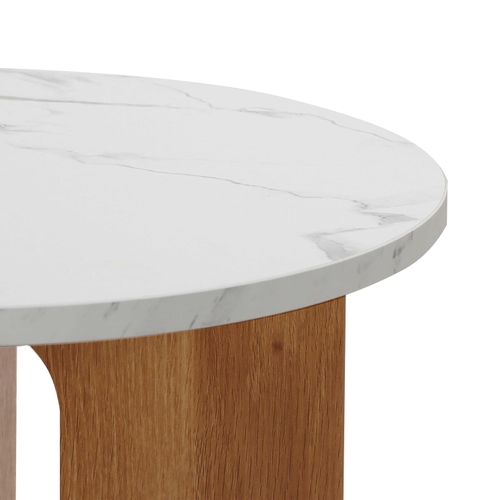 Table Basse Moderne Ronde 50 Cm Effet Marbre Bois Clair