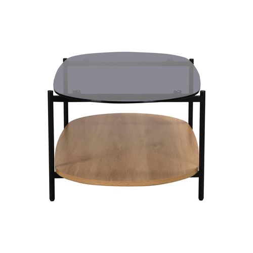 Table Basse Moderne Ovale L 120 Cm En Verre Bois Clair