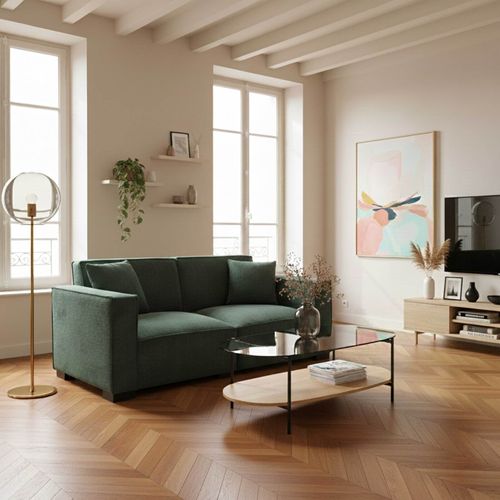 Table Basse Moderne Ovale L 120 Cm En Verre Bois Clair