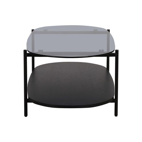 Table Basse Moderne Ovale L 120 Cm En Verre Bois Noir