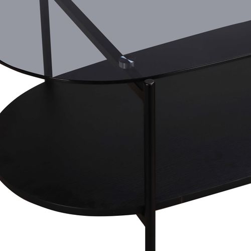 Table Basse Moderne Ovale L 120 Cm En Verre Bois Noir